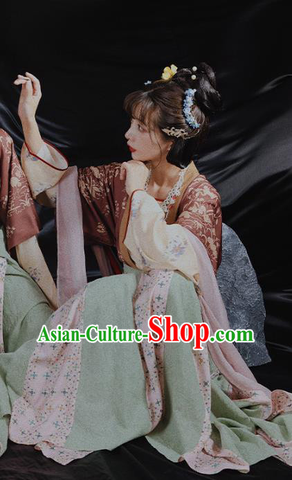 China Ancient Palace Lady Hanfu Dress Traditional Tang Dynasty Royal Princess Historical Clothing