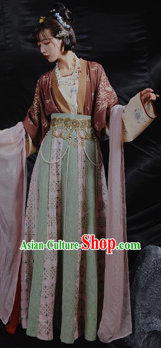 China Ancient Palace Lady Hanfu Dress Traditional Tang Dynasty Royal Princess Historical Clothing