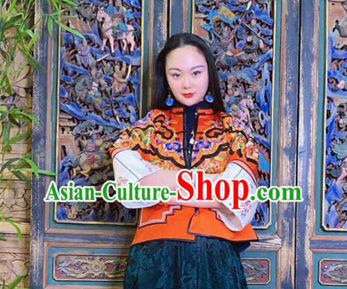 Chinese Traditional Embroidered Jacinth Silk Jacket National Tang Suit Short Coat