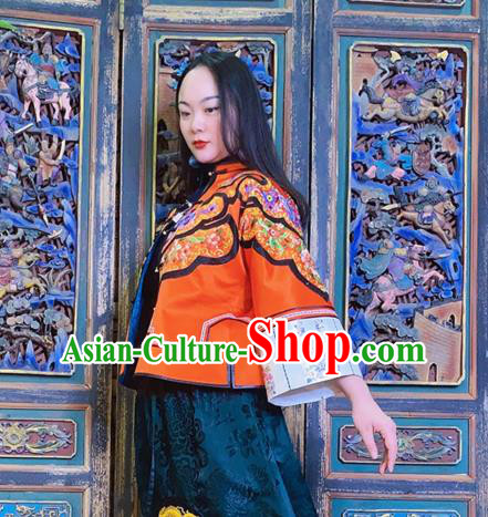 Chinese Traditional Embroidered Jacinth Silk Jacket National Tang Suit Short Coat