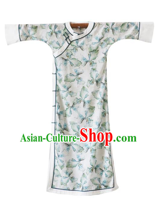 China Modern Cheongsam Clothing Traditional Printing Young Lady Qipao Dress