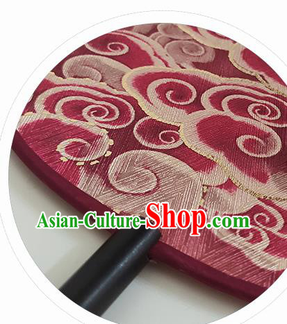China Handmade Circular Fan Printing Clouds Red Silk Fan Classical Wedding Fan