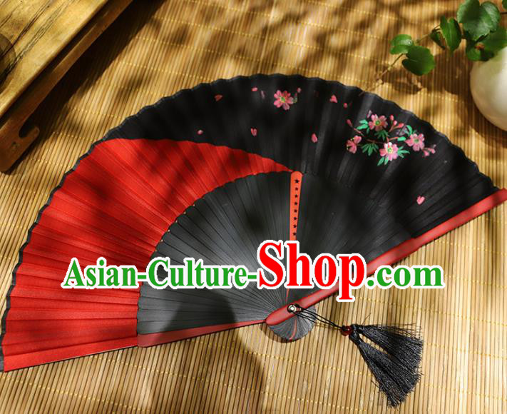 Chinese Tai Chi Fan Classical Accordion Handmade Printing Silk Folding Fan