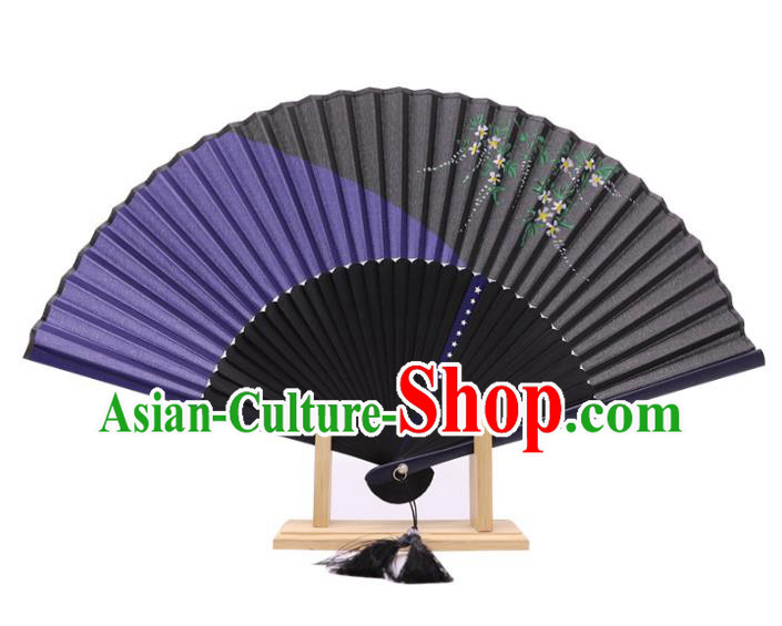 Chinese Classical Accordion Handmade Printing Silk Folding Fan Tai Chi Fan