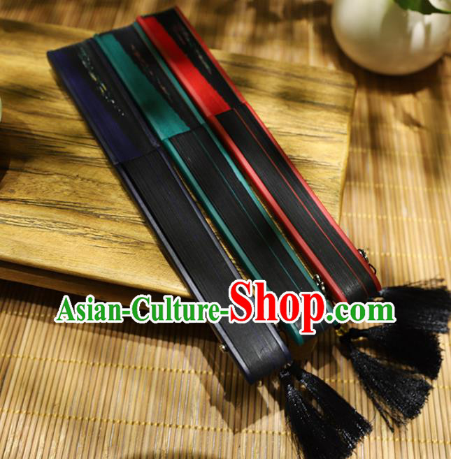 Chinese Classical Accordion Handmade Printing Silk Folding Fan Tai Chi Fan