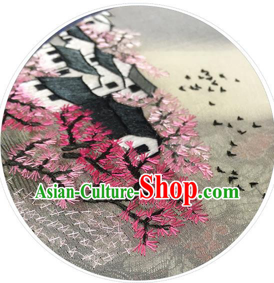 China Handmade Circular Fan Traditional Embroidered Palace Fan Classical Dance Silk Fan