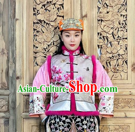 Chinese Traditional Silk Waistcoat Winter Female Clothing Embroidered Mangnolia Vest