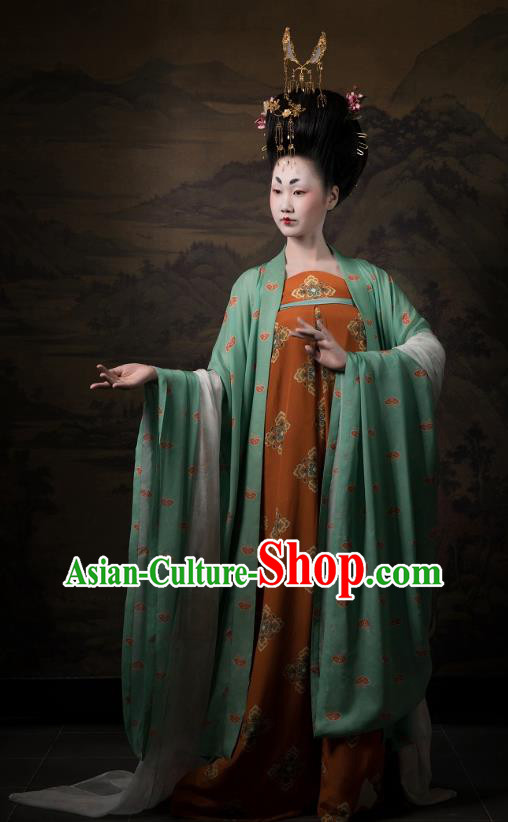 China Ancient Imperial Consort Hanfu Costumes Traditional Tang Dynasty Court Beauty Historical Clothing