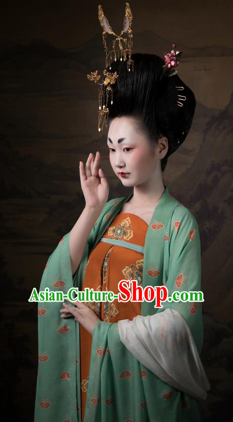 China Ancient Imperial Consort Hanfu Costumes Traditional Tang Dynasty Court Beauty Historical Clothing