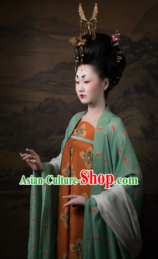 China Ancient Imperial Consort Hanfu Costumes Traditional Tang Dynasty Court Beauty Historical Clothing