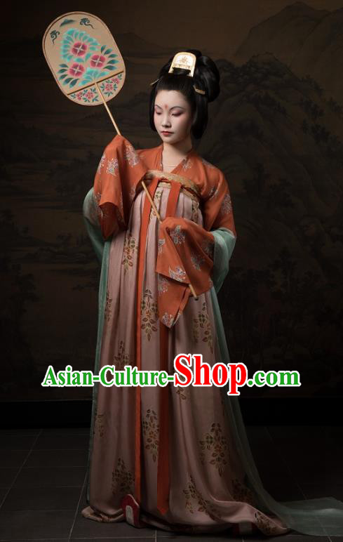 China Ancient Hanfu Garment Traditional Tang Dynasty Palace Lady Historical Costumes