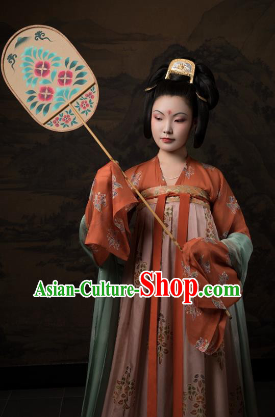 China Ancient Hanfu Garment Traditional Tang Dynasty Palace Lady Historical Costumes