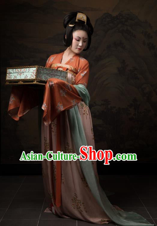 China Ancient Hanfu Garment Traditional Tang Dynasty Palace Lady Historical Costumes