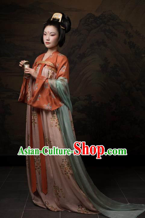 China Ancient Hanfu Garment Traditional Tang Dynasty Palace Lady Historical Costumes