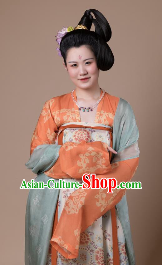 China Ancient Court Woman Hanfu Garment Traditional Tang Dynasty Royal Countess Historical Costumes