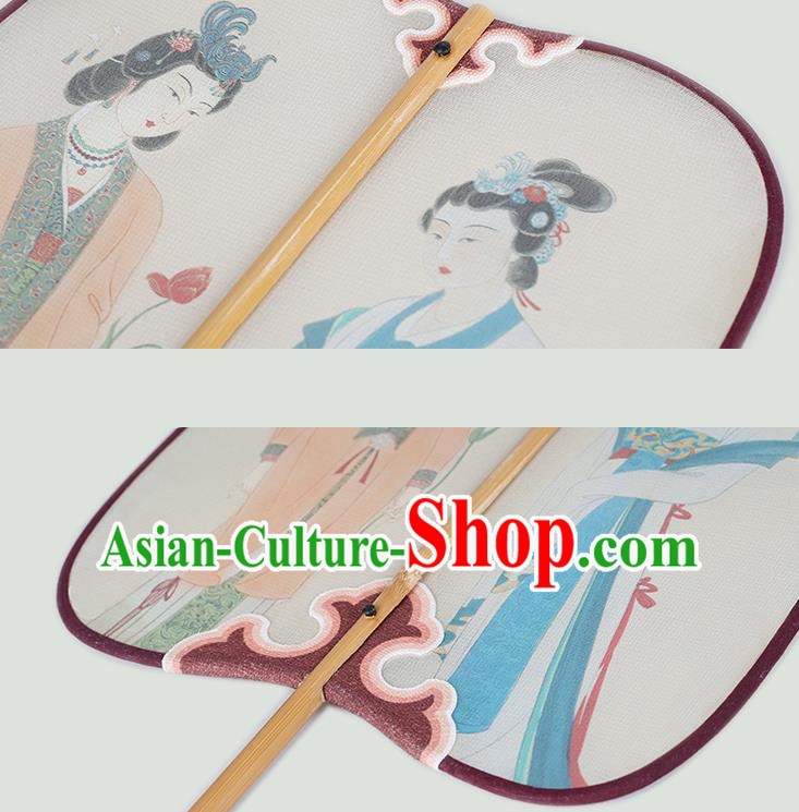 China Classical Dance Silk Fan Handmade Hanfu Fan Traditional Printing Beauty Palace Fan