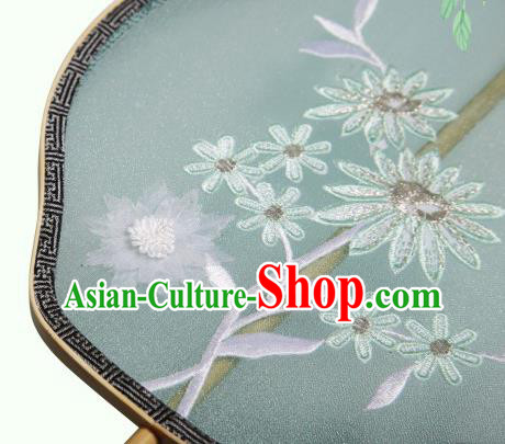 China Traditional Palace Fan Classical Dance Hanfu Fan Handmade Embroidered Chrysanthemum Silk Fan