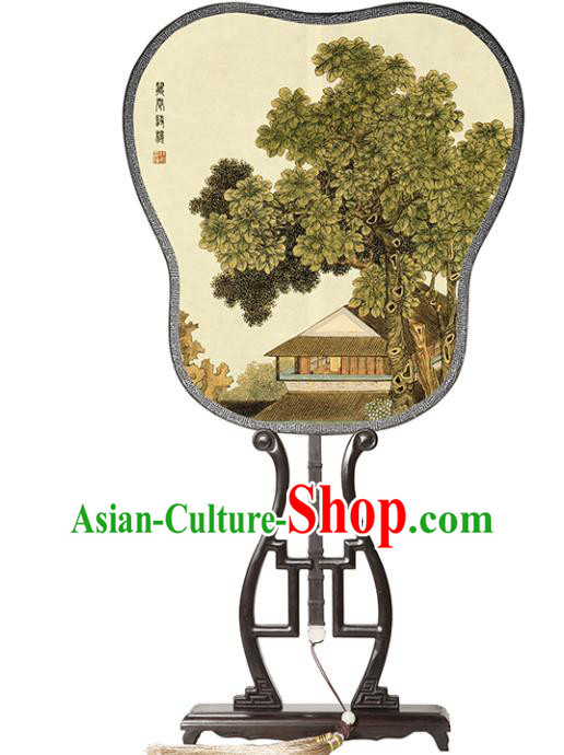 China Handmade Silk Fan Traditional Hanfu Palm Leaf Fan Classical Dance Palace Fan