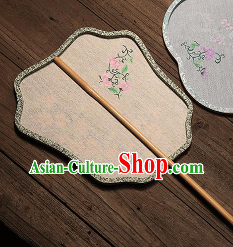 China Traditional Dance Palace Fan Classical Pink Rose Pattern Fan Handmade Silk Fan