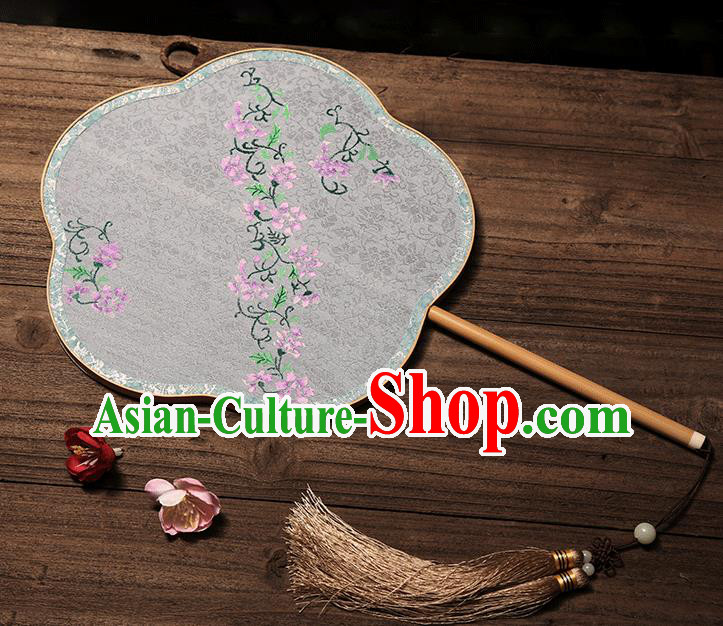 China Classical Dance Fan Handmade Painting Silk Fan Traditional Plum Blossom Palace Fan