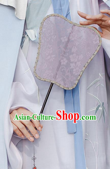 China Classical Lilac Silk Fan Handmade Palace Fan Traditional Song Dynasty Princess Fan