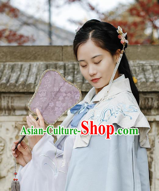 China Classical Lilac Silk Fan Handmade Palace Fan Traditional Song Dynasty Princess Fan
