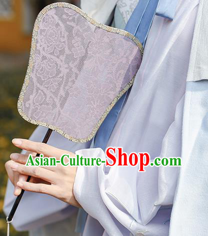 China Classical Lilac Silk Fan Handmade Palace Fan Traditional Song Dynasty Princess Fan