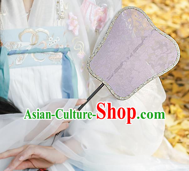 China Classical Lilac Silk Fan Handmade Palace Fan Traditional Song Dynasty Princess Fan