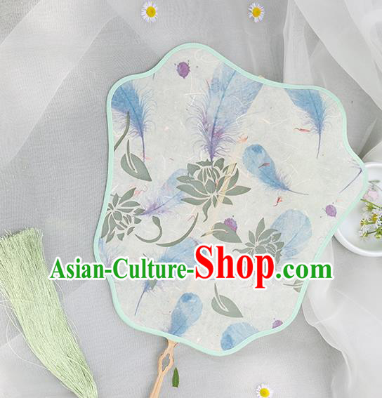 China Handmade Hanfu Fan Traditional Palace Fan Classical Lotus Pattern Silk Fan