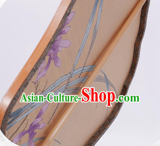 China Traditional Song Dynasty Princess Fan Classical Orchids Pattern Silk Fan Handmade Palace Fan