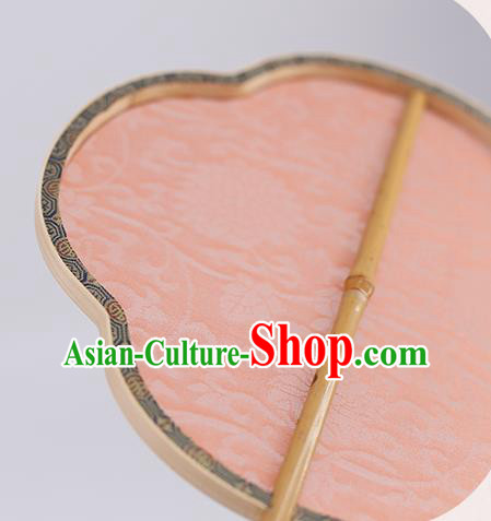 China Traditional Song Dynasty Princess Fan Handmade Palace Fan Classical Jacquard Pink Silk Fan