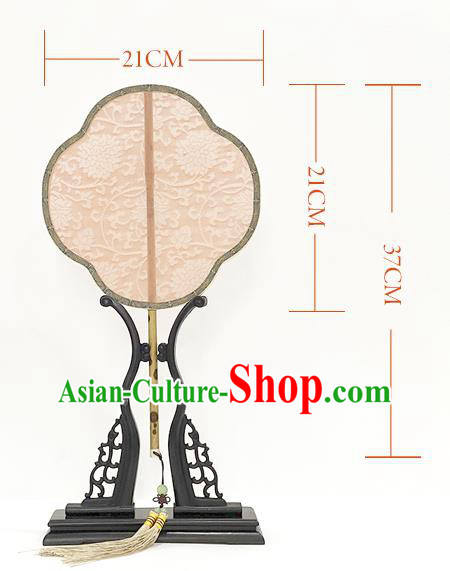 China Traditional Song Dynasty Princess Fan Handmade Palace Fan Classical Jacquard Pink Silk Fan