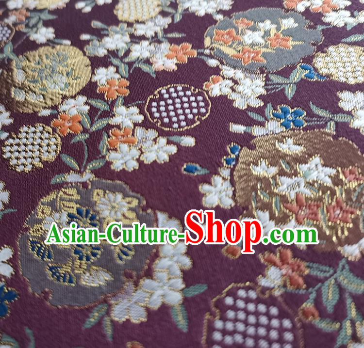 China Classical Palace Fan Handmade Hanfu Silk Fan Traditional Purple Brocade Wood Fan
