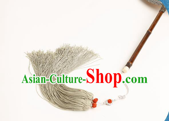 China Classical Blue Silk Fan Handmade Palace Fan Traditional Song Dynasty Wedding Begonia Fan