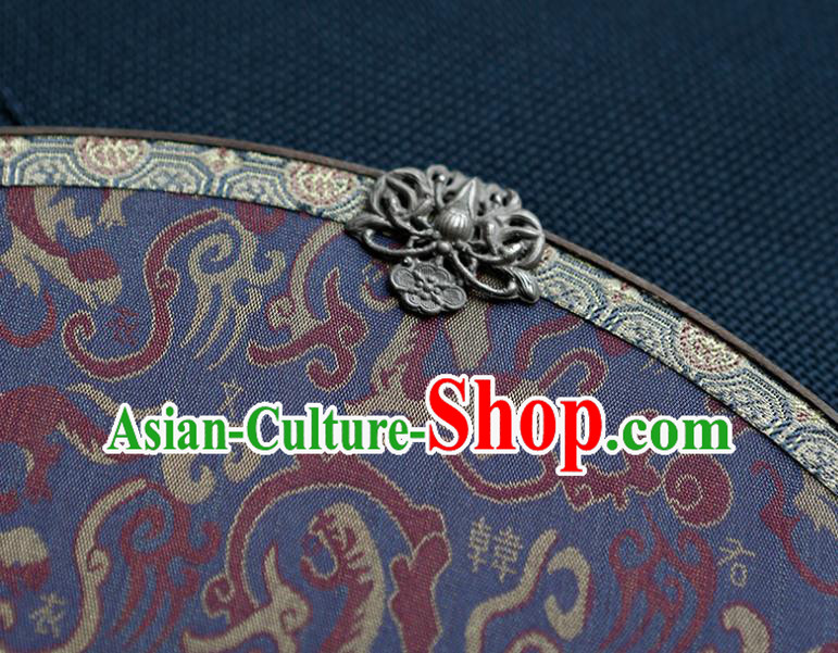 China Classical Dance Palace Fan Traditional Purple Silk Fan Handmade Hanfu Circular Fan
