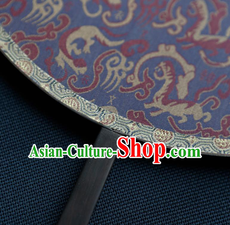 China Classical Dance Palace Fan Traditional Purple Silk Fan Handmade Hanfu Circular Fan
