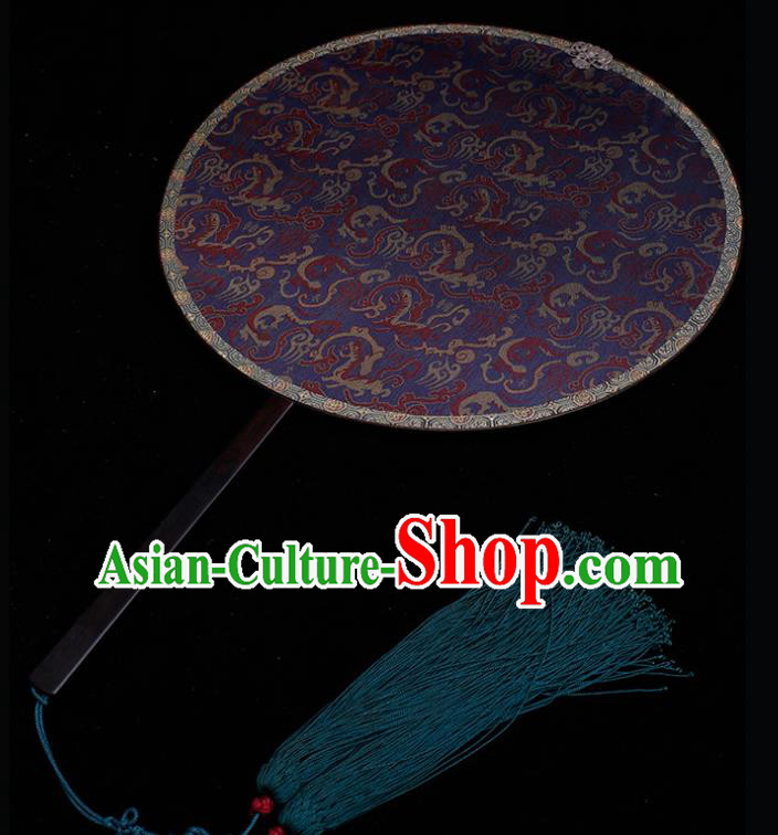 China Classical Dance Palace Fan Traditional Purple Silk Fan Handmade Hanfu Circular Fan