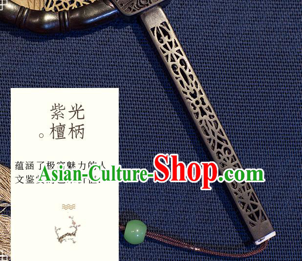China Handmade Hollow Fan Traditional Carving Wood Fan Classical Rosewood Palace Fan