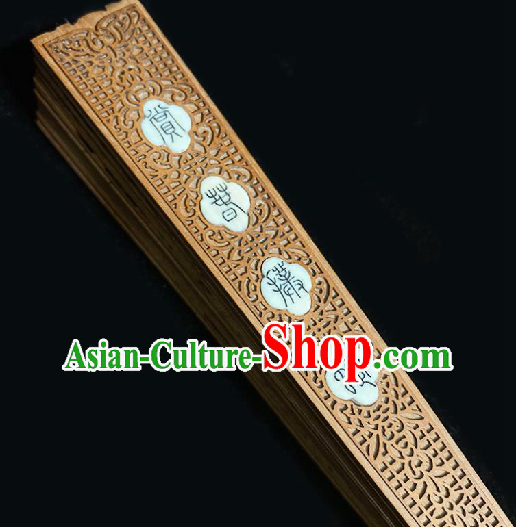 Chinese Handmade Carving Goddess Folding Fan Hollow Accordion Classical Sandalwood Fan