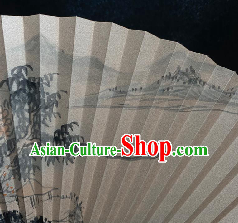 Chinese Ink Painting Accordion Classical Sandalwood Fan Handmade Folding FanChinese Ink Painting Accordion Classical Sandalwood Fan Handmade Folding Fan