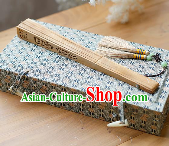 Chinese Handmade Sandalwood Folding Fan Hollow Accordion Classical Printing Cranes Fan