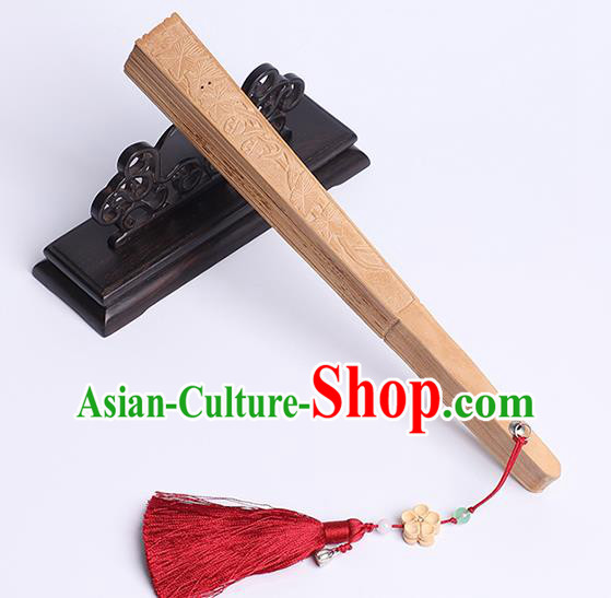 Chinese Classical Folding Fan Handmade Sandalwood Accordion Printing Peacock Fan CraftChinese Classical Folding Fan Handmade Sandalwood Accordion Printing Peacock Fan Craft