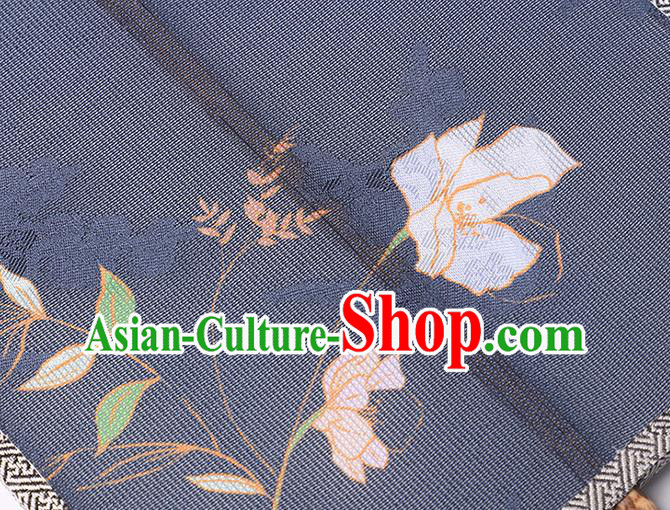 China Classical Navy Silk Fan Handmade Palace Fan Traditional Tang Dynasty Princess Fan