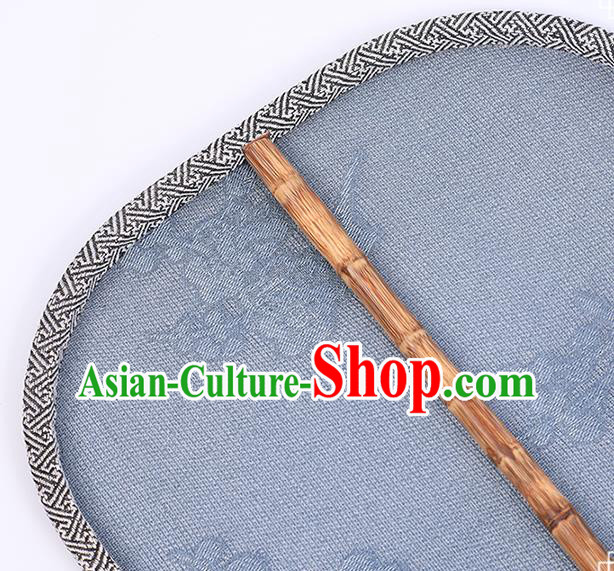 China Classical Navy Silk Fan Handmade Palace Fan Traditional Tang Dynasty Princess Fan