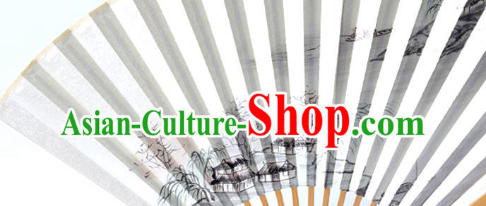 Chinese Classical Folding Fan Handmade Ink Painting Fan Traditional Bamboo Accordion