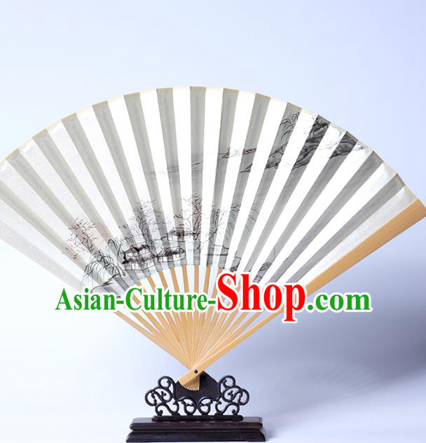 Chinese Classical Folding Fan Handmade Ink Painting Fan Traditional Bamboo Accordion