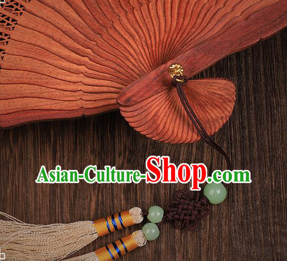 Chinese Classical Folding Fan Handmade Hollow Fan Traditional Red Sandalwood Accordion