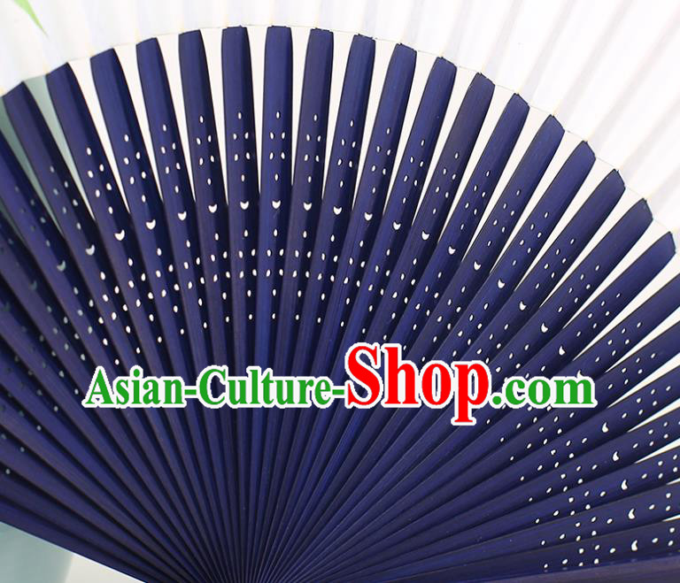 Chinese Handmade Painting Reed Fishes Fan Traditional Paper Accordion Classical Folding Fan