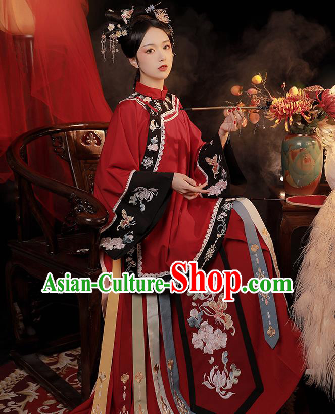 China Traditional Qing Dynasty Wedding Replica Costumes Ancient Imperial Concubine Embroidered Clothing