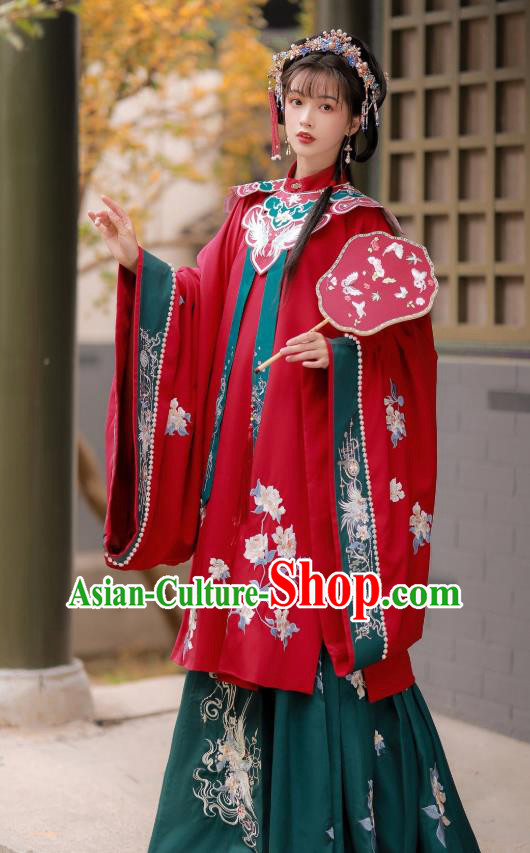 China Traditional Ming Dynasty Noble Lady Costumes Ancient Young Beauty Hanfu Clothing